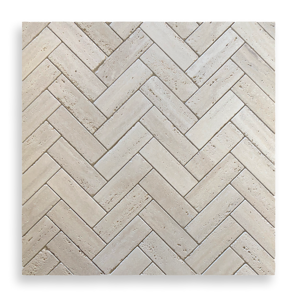 Herringbone Travertine Classico Mosaic Aspire Ceramics