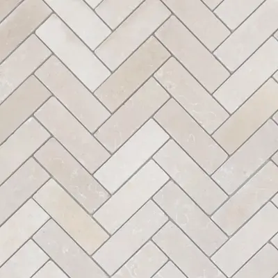 Herringbone Crema Marfil Tumbled Mosaic