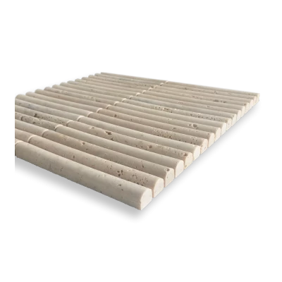 Travertine Classico Mini Flute Mosaic Angle
