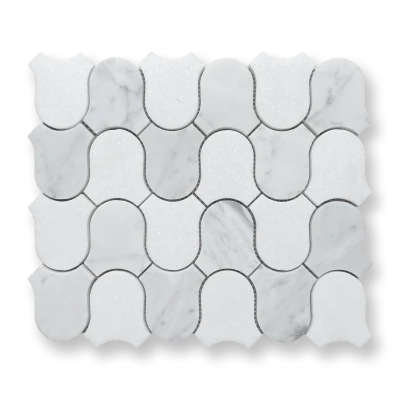 Onda Carrara C & Thassos Natural Stone Mosaic