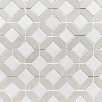 Tunis XL Crema Serena & Aristone White Tumbled Mosaic