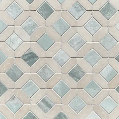 Tunis XL Crema Serena & Verdi Cristallo Tumbled Mosaic