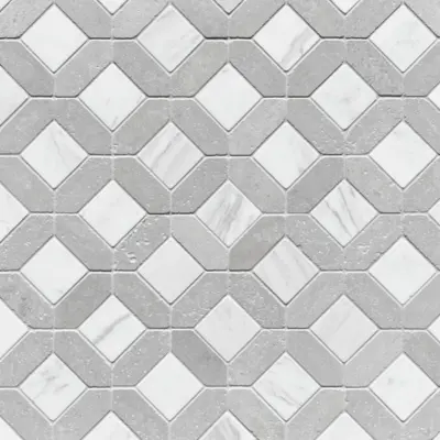 Tunis XL Gris Travertine & Volakas Tumbled Mosaic