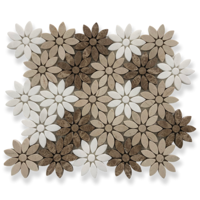 Fiori Di Marmo Dark Emperador, Crema & Thassos Mosaic