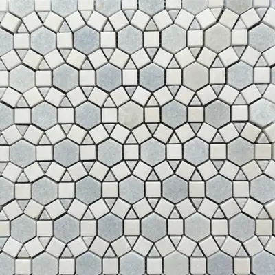 Granada Cielo Cristallo Honed & Thassos Polished Mosiac