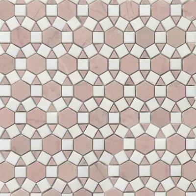 Granada Rosado Honed & Thassos Mosaic