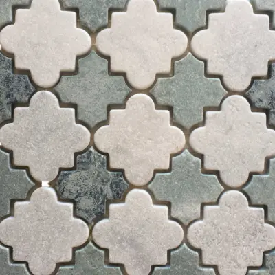 Cairo Carrara and Peacock Tumbled Mosaic