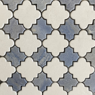 Cairo Thassos and Azul Maccabas Tumbled Mosaic