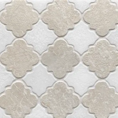 Notre Dame Weathered Botticino & Marmo Bianco Mosaic