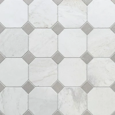 Octagon Dot Bianco Oro Light & Cinder Grey Mosaic