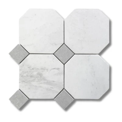 Octagon Dot Bianco Oro Light & Cinder Grey Mosaic - Image 2