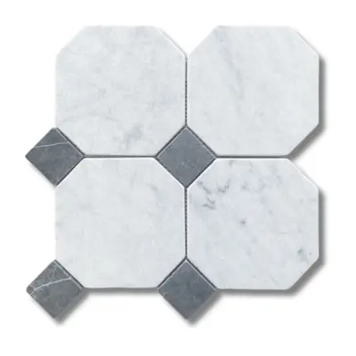 Octagon Dot Carrara C & Nero Marquina Mosaic