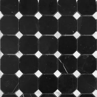 Octagon Nero Marquina & Carrara C Mosaic
