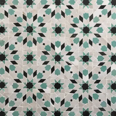 Zellige Panel3 Black, White and Jade